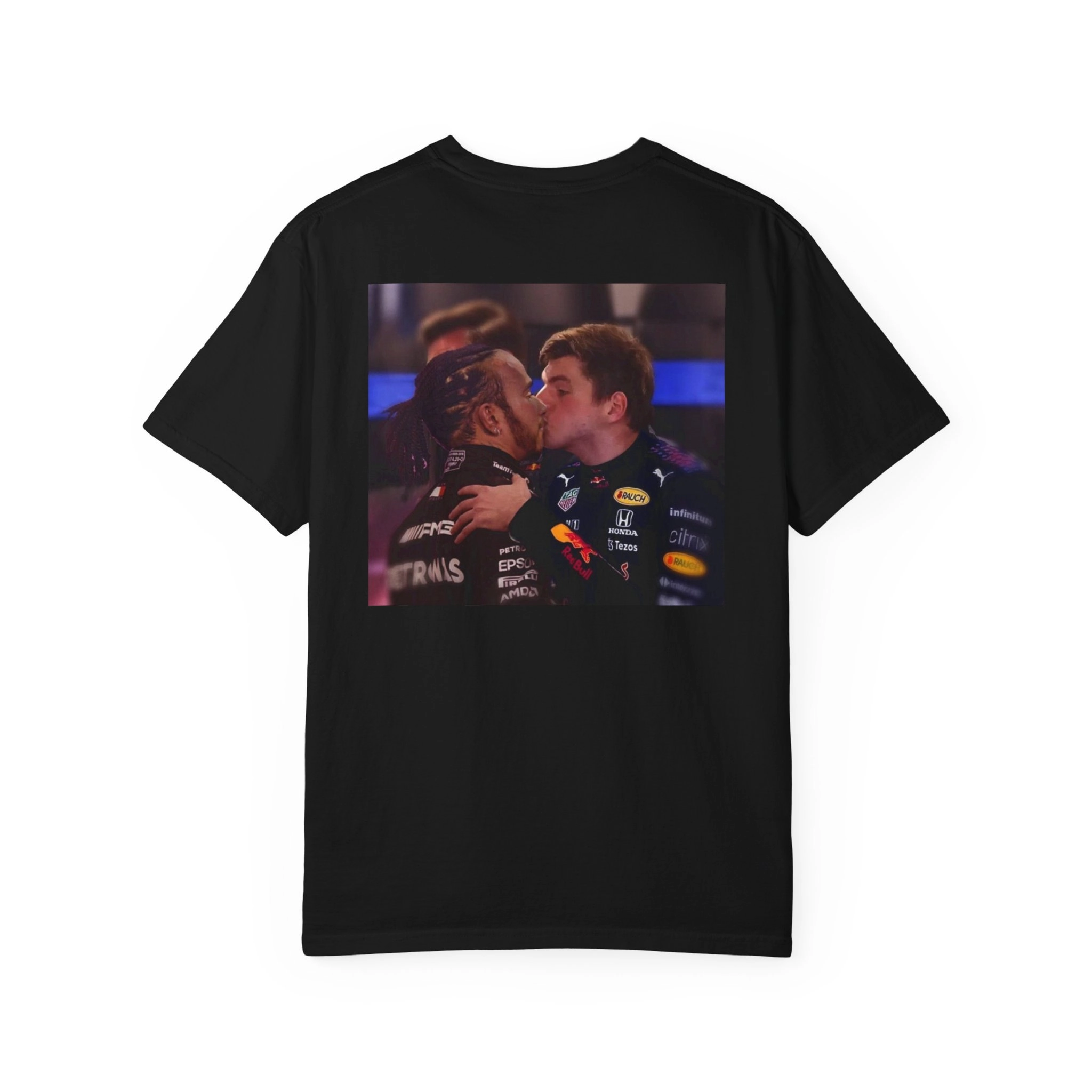 Lewis-Hamilton-and-Max-Verstappen-Kiss-Shirt Lewis Hamilton and Max Verstappen Kiss Shirt