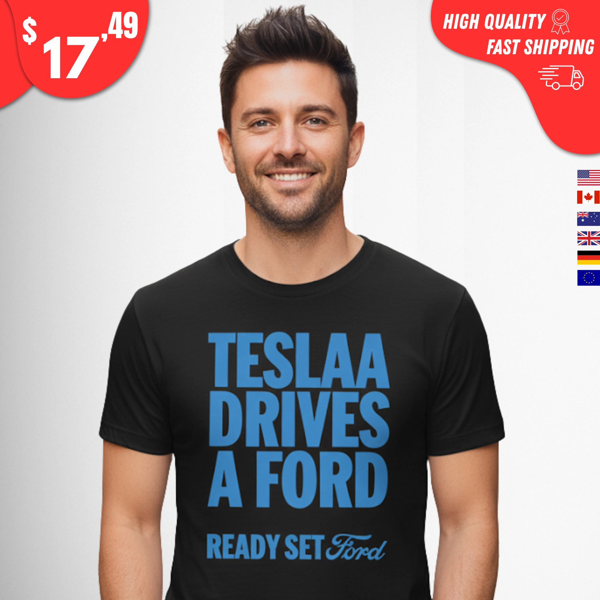 tesla-drives-a-ford-ready-set-ford-shirt Tesla Drives a Ford Ready Set Ford Shirt
