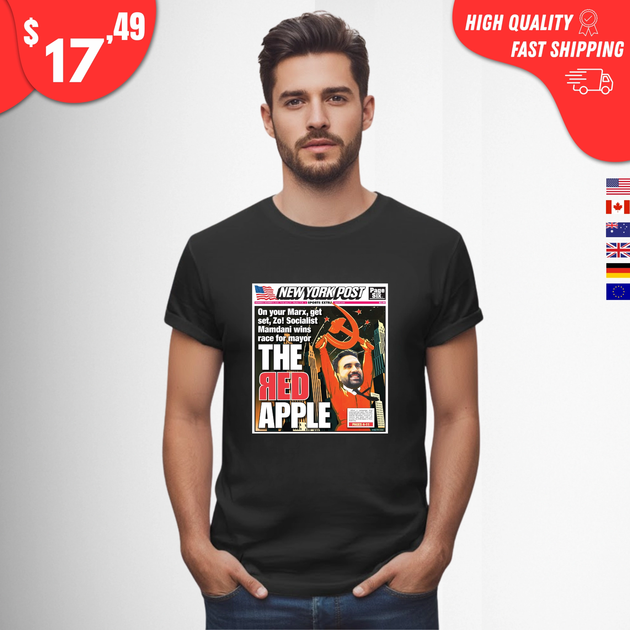 the-red-apple-new-york-post-zohran-mamdani-shirt The Red Apple New York Post Zohran Mamdani Shirt - Image 1
